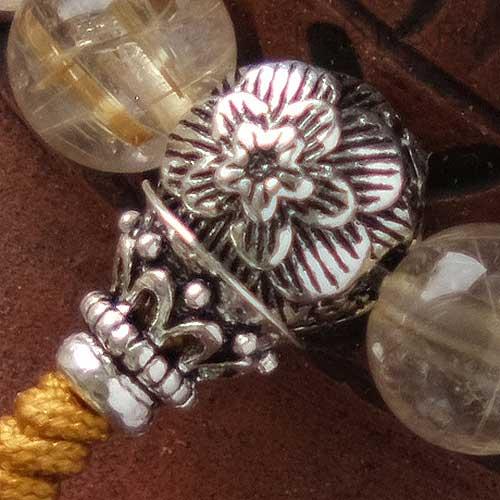 Буддийские четки-браслет из рутилового кварца волосатика 27 бусин