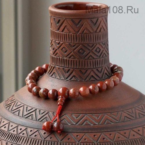 Буддийские четки-браслет из красной яшмы 27 бусин