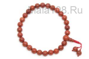 Буддийские четки-браслет из красной яшмы 27 бусин