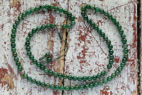 Изящные буддийские четки из зеленого авантюрина 108 бусин