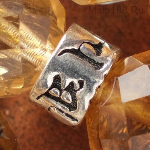 Буддийские четки из цитрина 108 бусин с серебряной гуру