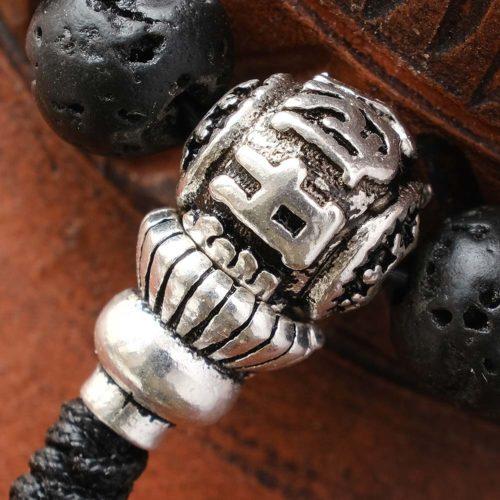 Буддийские четки-браслет из базальтовой лавы 27 бусин