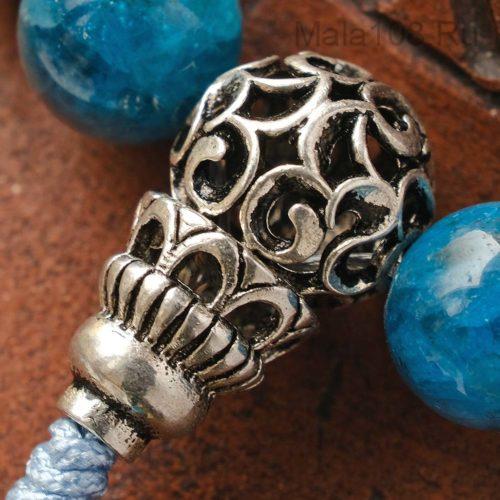 Буддийские четки-браслет из апатита 27 бусин с серебряной гуру