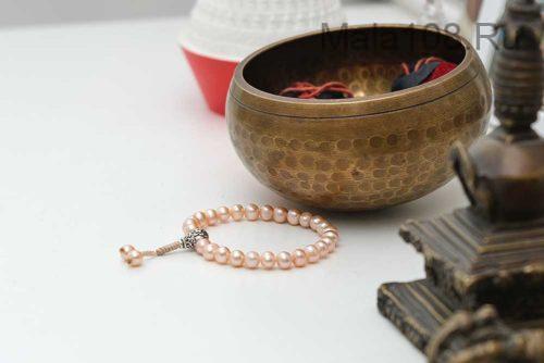 Изящные буддийские четки-браслет из розового жемчуга 27 бусин