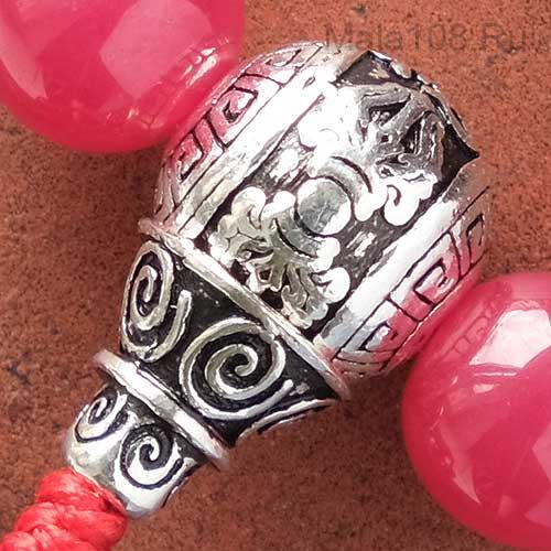 Буддийские четки-браслет из корунда 27 бусин с серебряной гуру
