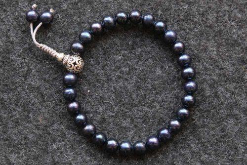 Изящные буддийские четки-браслет из черного жемчуга 27 бусин